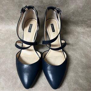 Alex Marie Navy Blue Pointed Pumps with Cross Over Straps Size  8.5M
